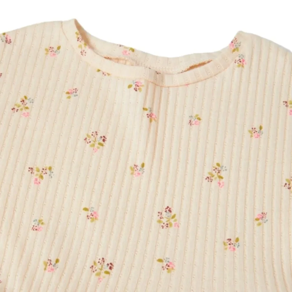 Zara Kids Ecru Floral Ribbed Knit Dress NWT 18-24M